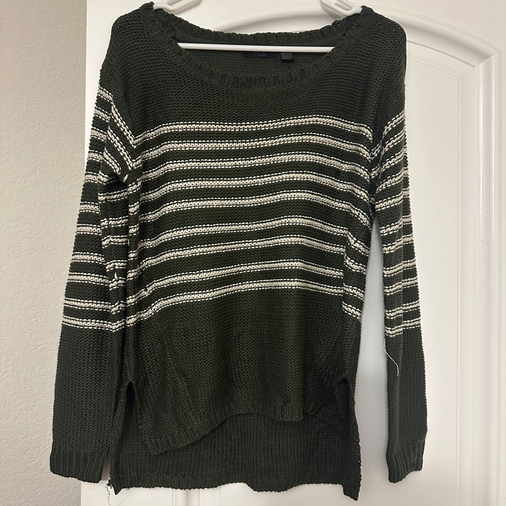 RDI Army Green and White Striped Sweater